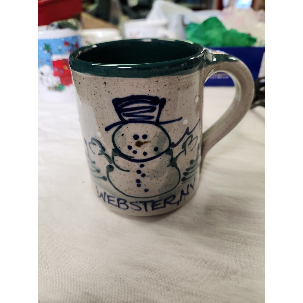 Great Bay Pottery Stoneware Snowman Mug Webster NY‎ USA